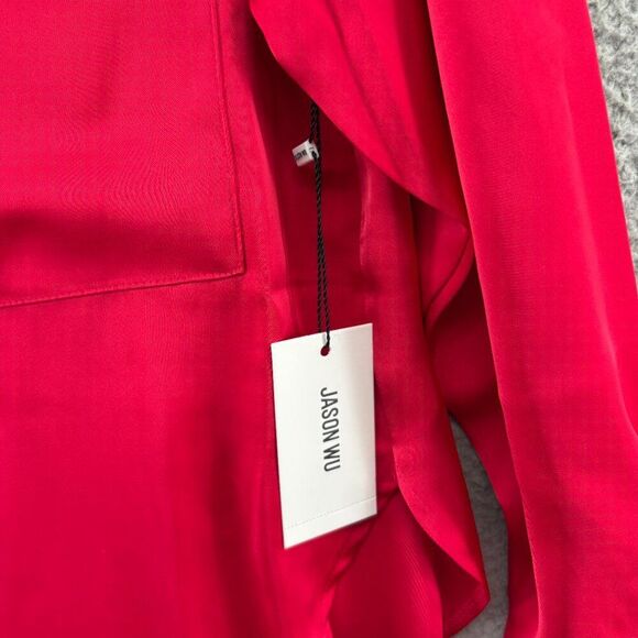 Jason Wu Pink Satin Button Down Blouse XS NWT $400 Long Sleeve Shirt - Picture 5 of 11